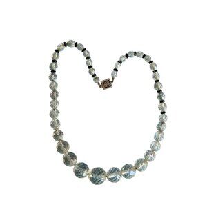 Vintage Rock Crystal Necklace With Sterling Silver Clasp 15"